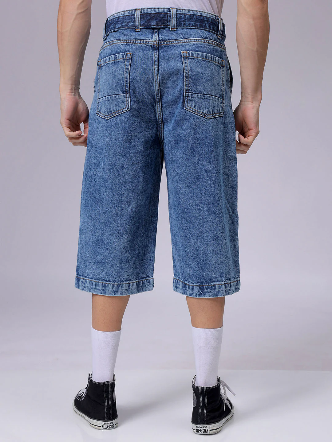 Men's Blue Loose Fit Solid Casual Jeans - Image 4
