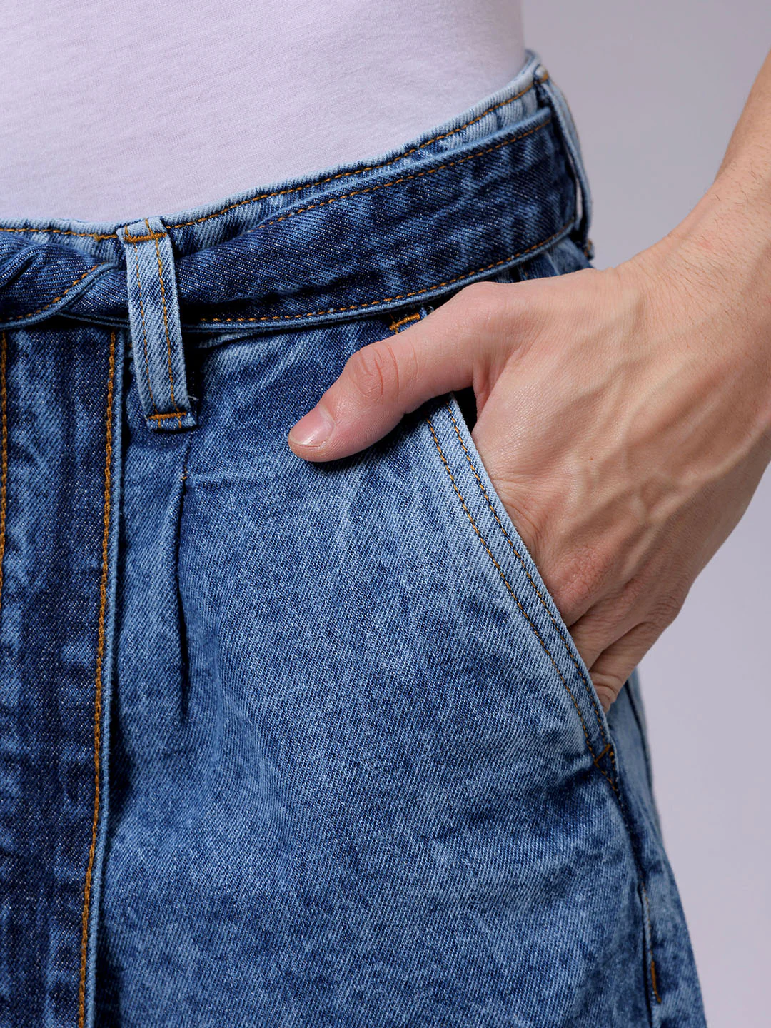 Men's Blue Loose Fit Solid Casual Jeans - Image 6