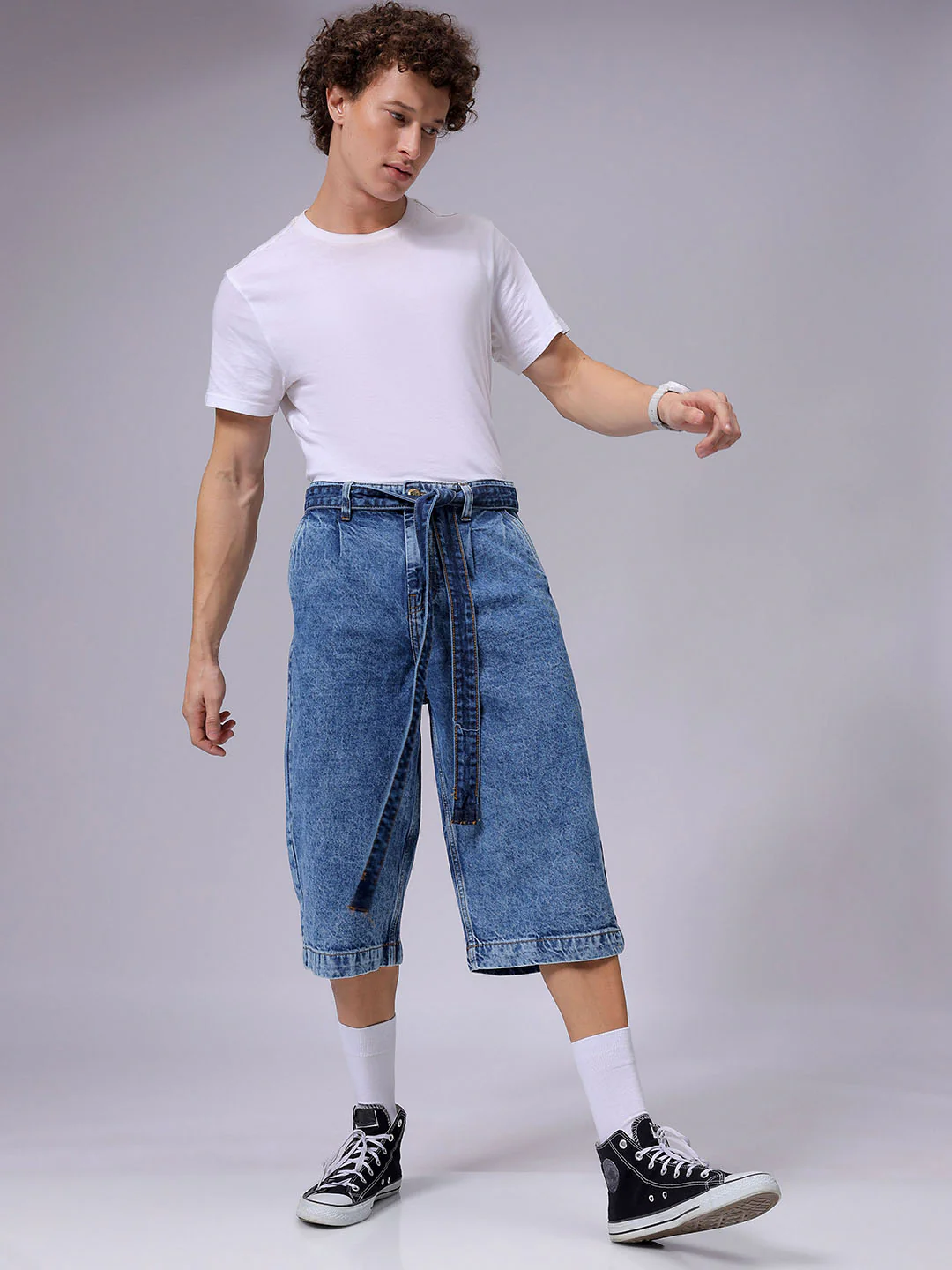 Men's Blue Loose Fit Solid Casual Jeans - Image 7