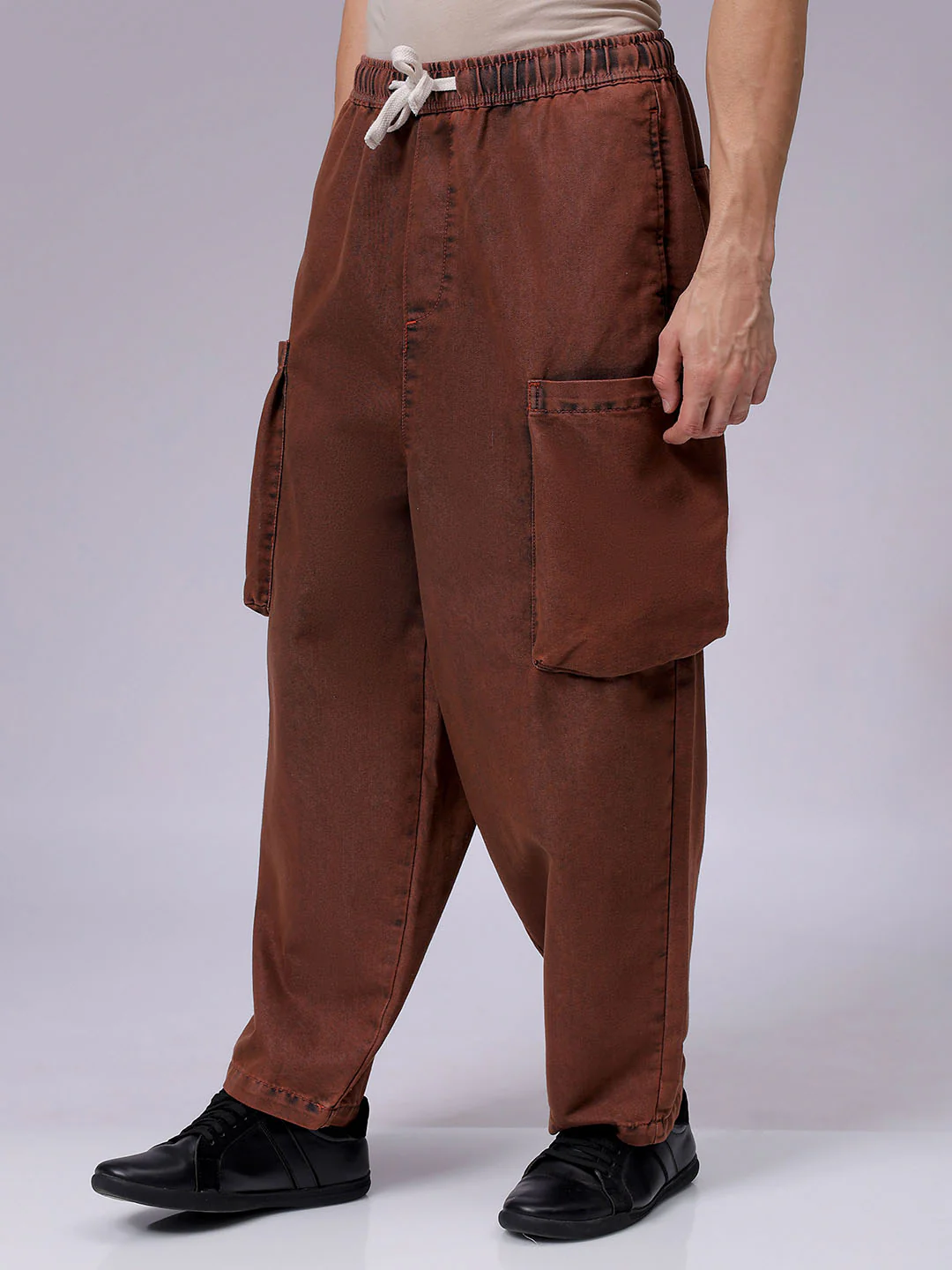 Men's Sepia Relaxed Fit Solid Utility Jeans - Image 3