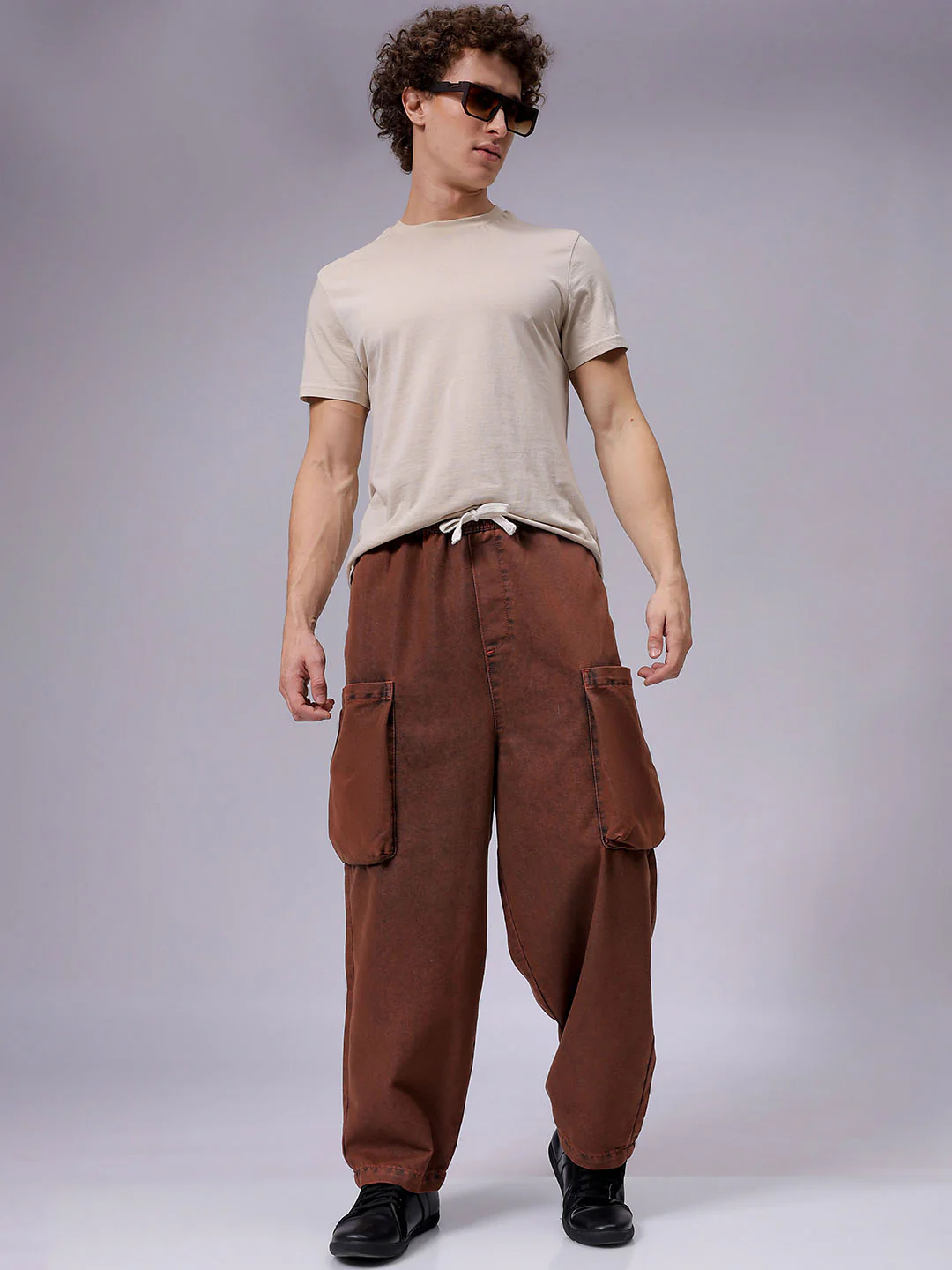Men's Sepia Relaxed Fit Solid Utility Jeans - Image 4