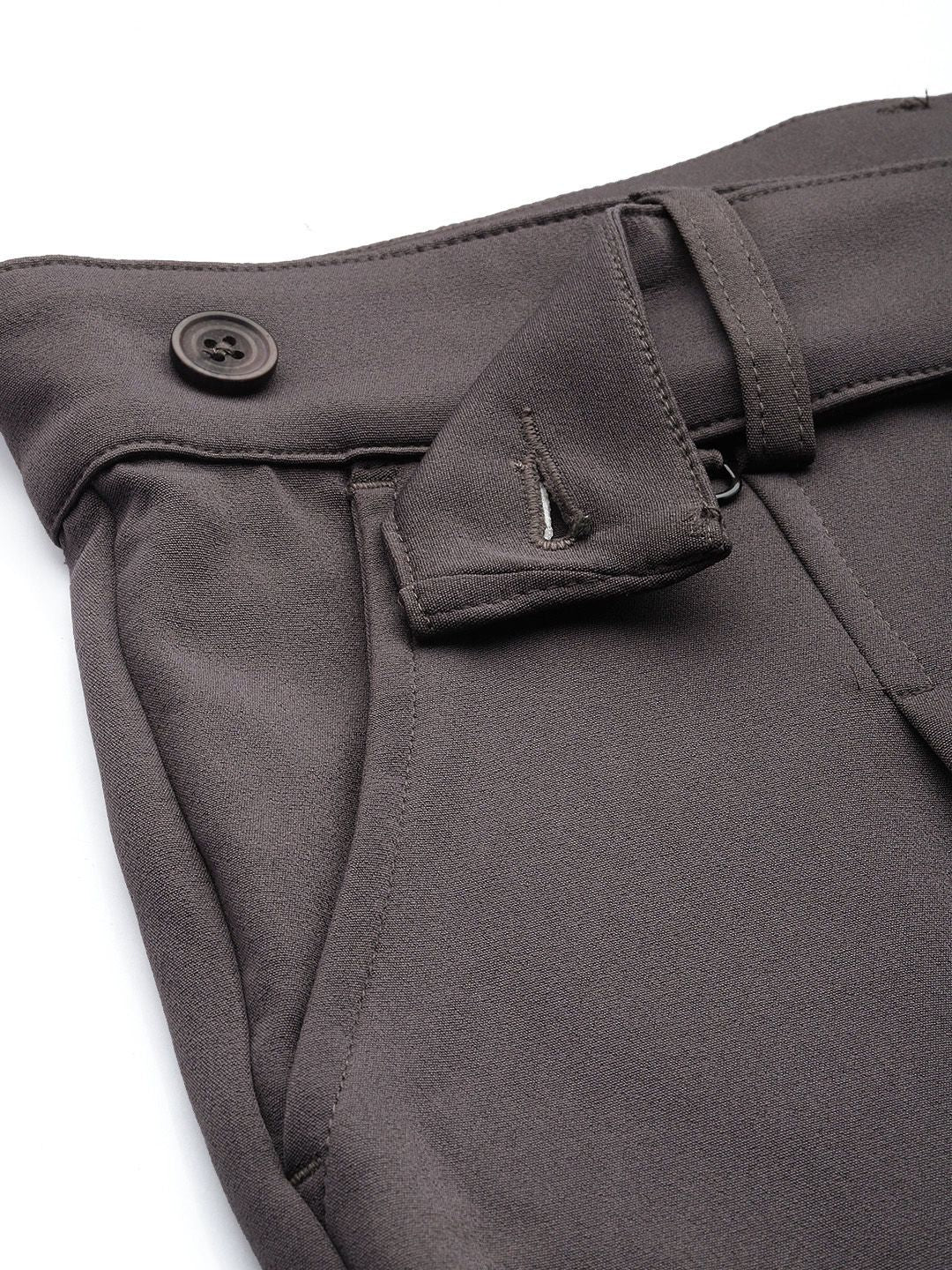 Men's Dark Grey Loose Fit Solid Casual Trouser - Image 6