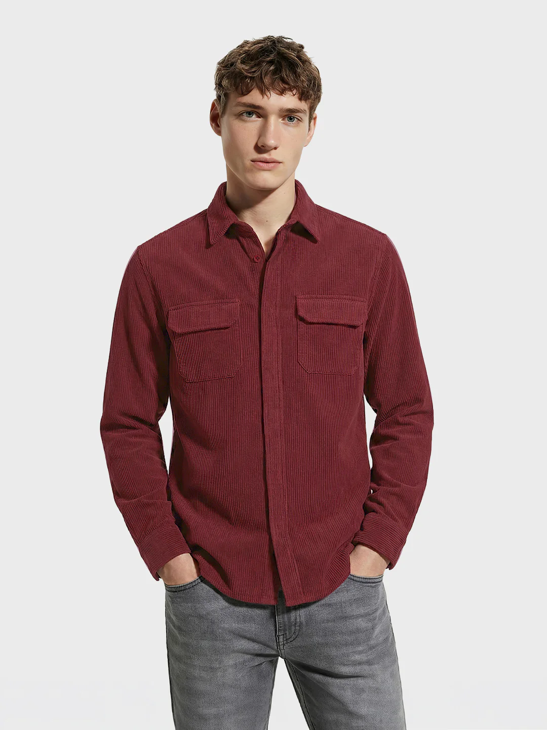 Men's Maroon Regular Fit Solid Casual Shirt - Image 2