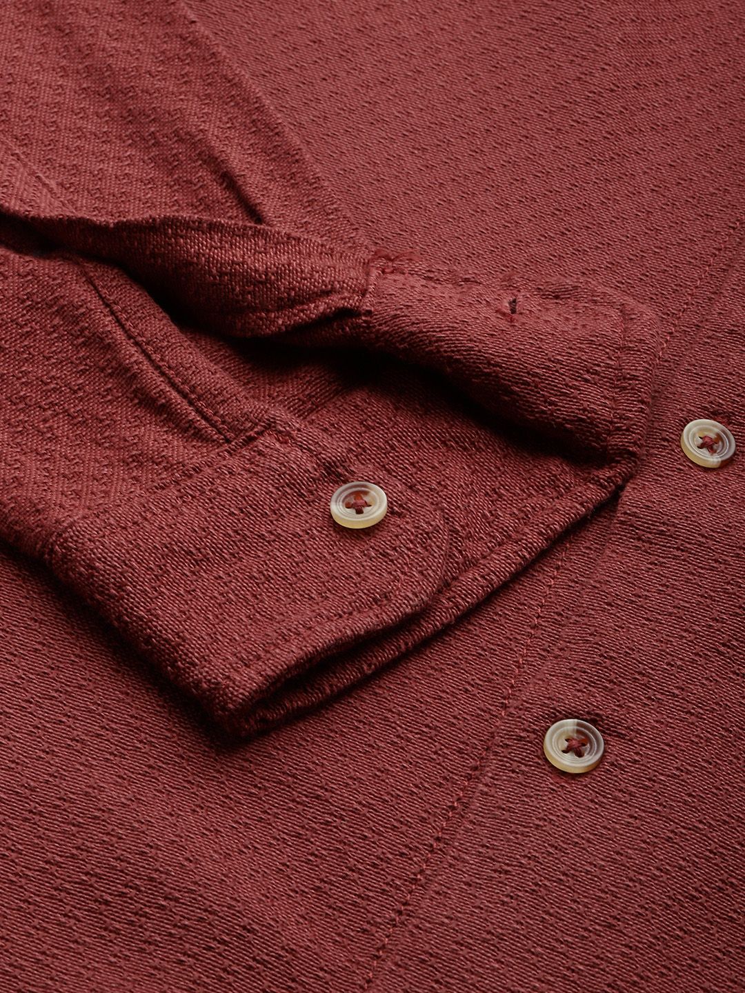 Men's Wine Relaxed Fit Solid Resort Wear Shirt - Image 6