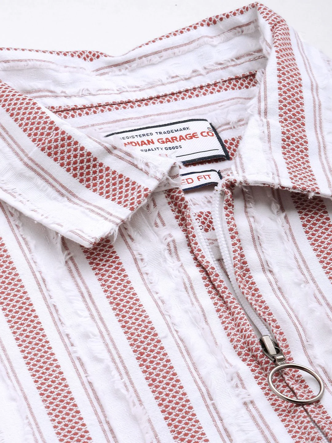 Men's Maroon Relaxed Fit Striped Resort Wear Shirt - Image 5