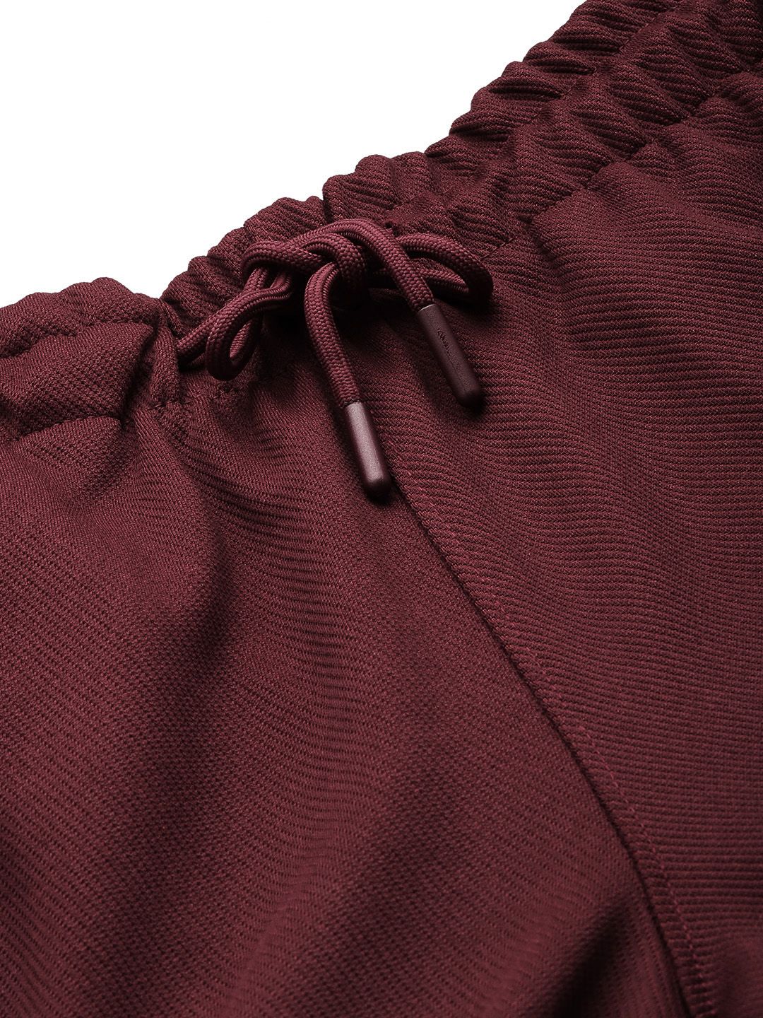 Men's Burgundy Relaxed Fit Textured Casual Jogger - Image 5