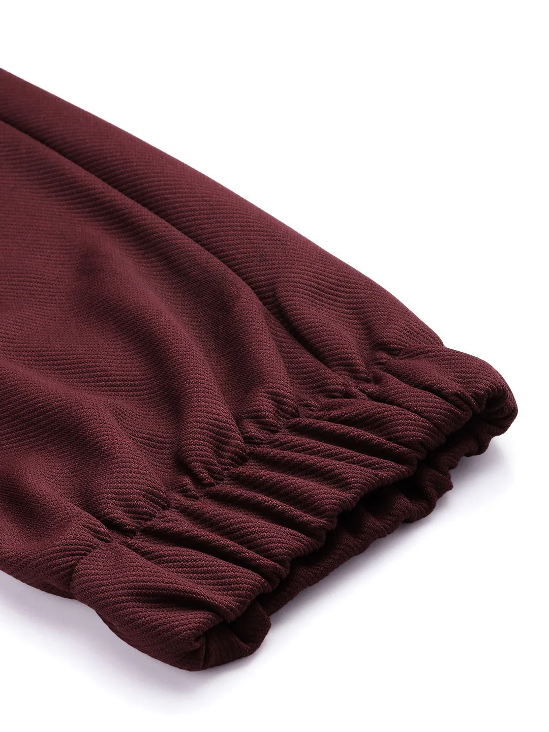 Men's Burgundy Relaxed Fit Textured Casual Jogger - Image 7