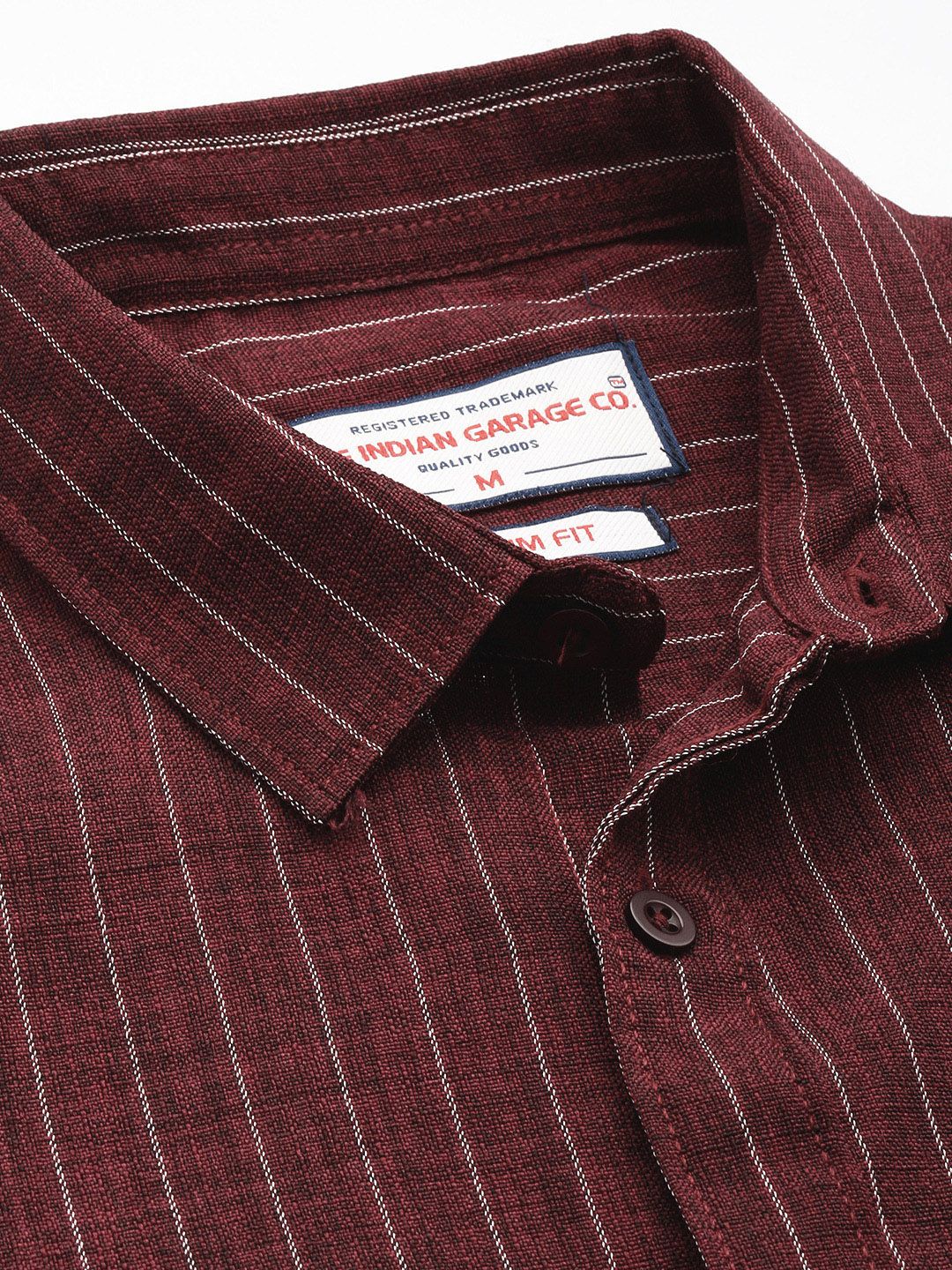 Men's Maroon Slim Fit Striped Casual Shirt - Image 5