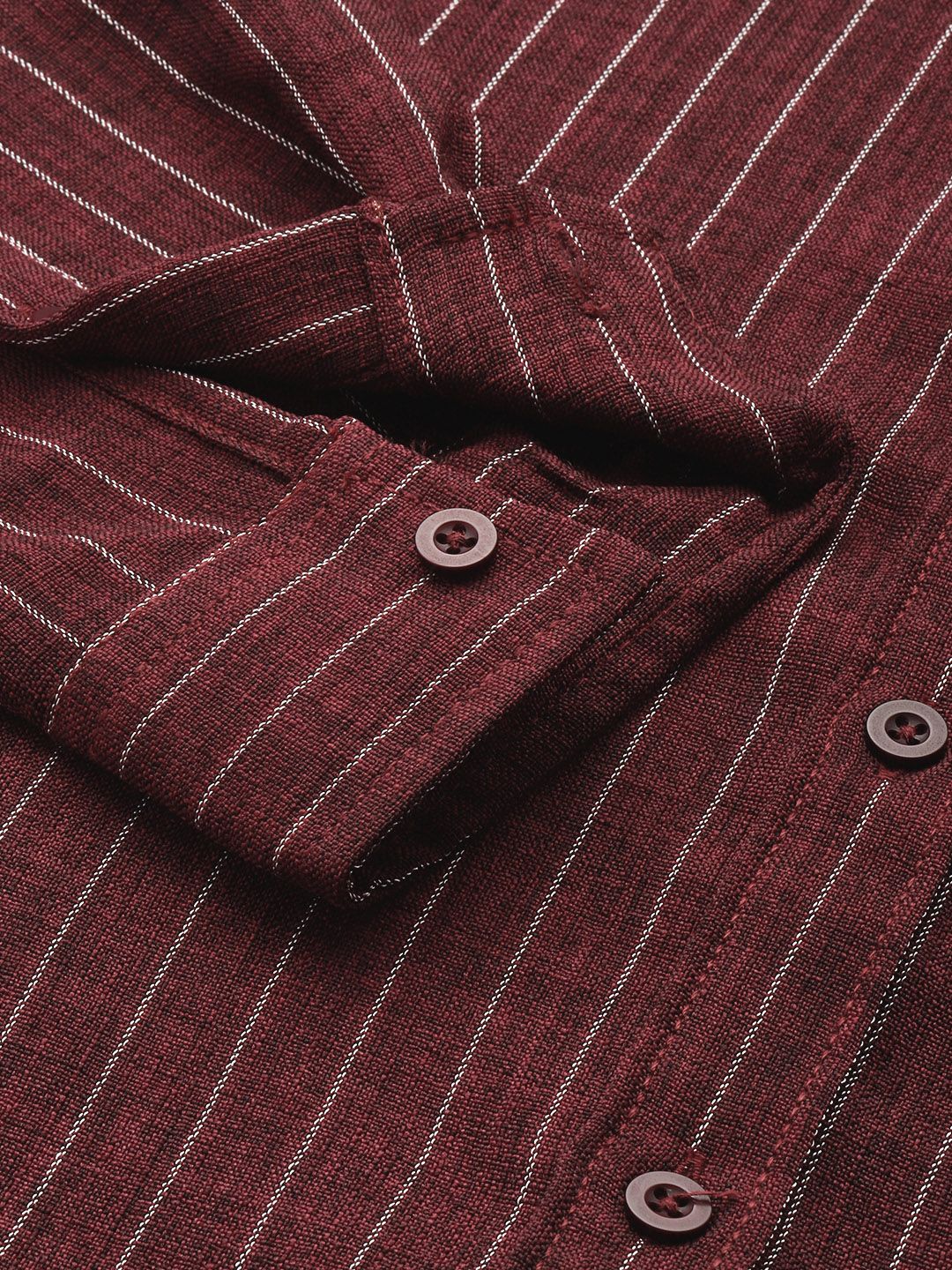 Men's Maroon Slim Fit Striped Casual Shirt - Image 6
