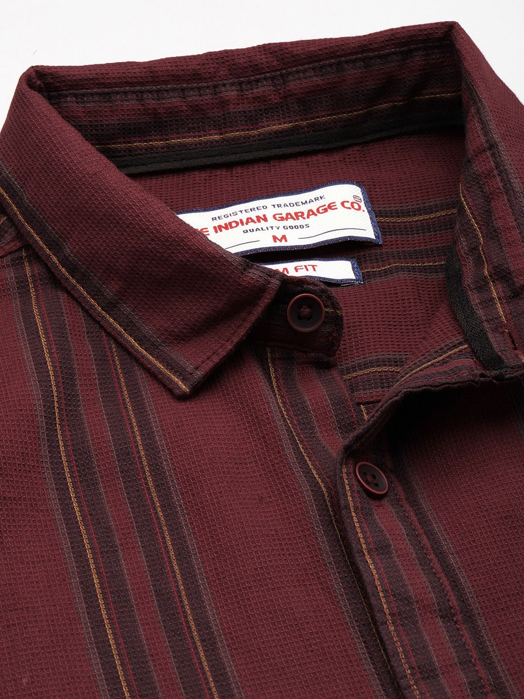 Men's Maroon Slim Fit Striped Casual Shirt - Image 5