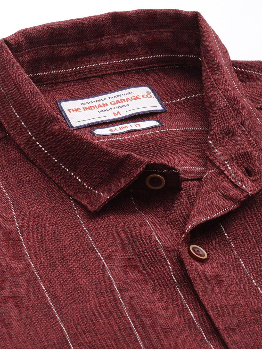 Men's Maroon Slim Fit Striped Casual Shirt - Image 5