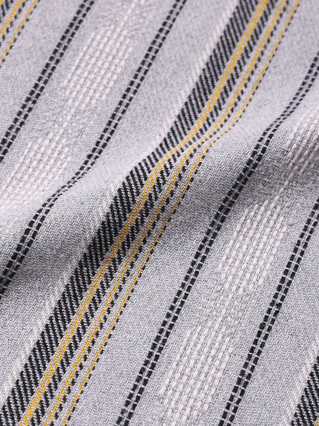 Men's Grey Relaxed Fit Striped Resort Wear Shirt - Image 6