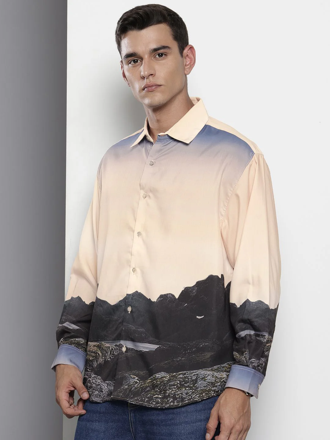 Men's Multicolor Oversized Fit Printed Placement Printed Shirt - Image 2