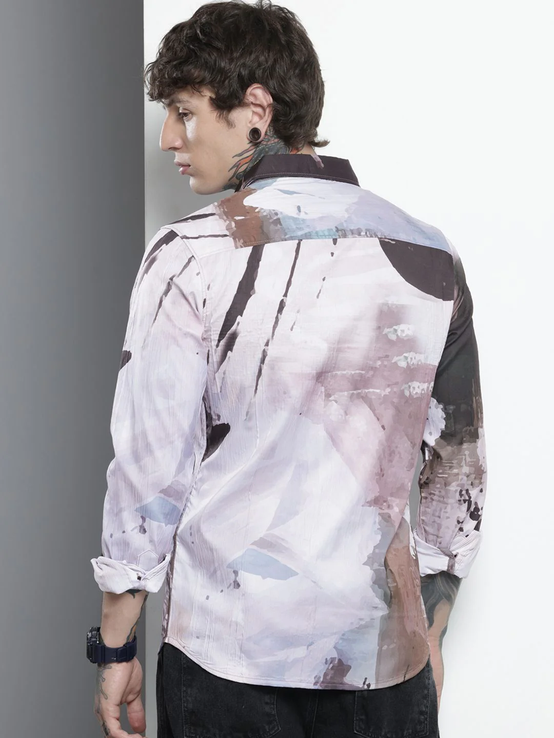 Men's Multicolor Slim Fit Printed Party Wear Shirt - Image 3