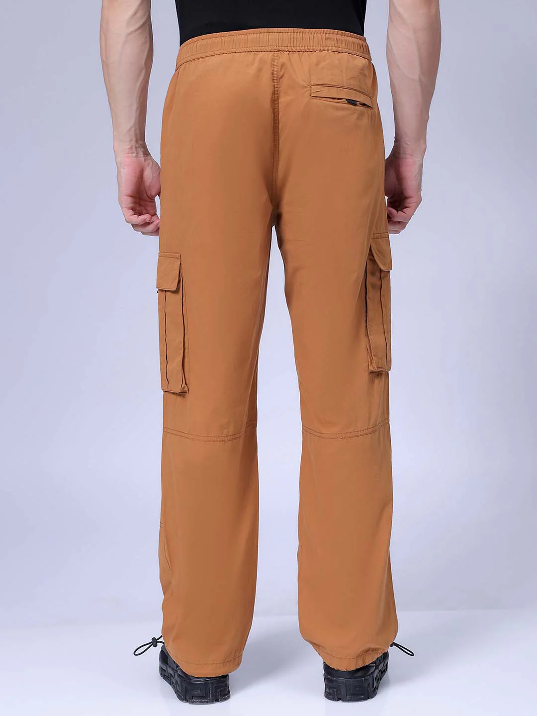 Men's Dark Mustard Relaxed Fit Solid Utility Cargo - Image 5