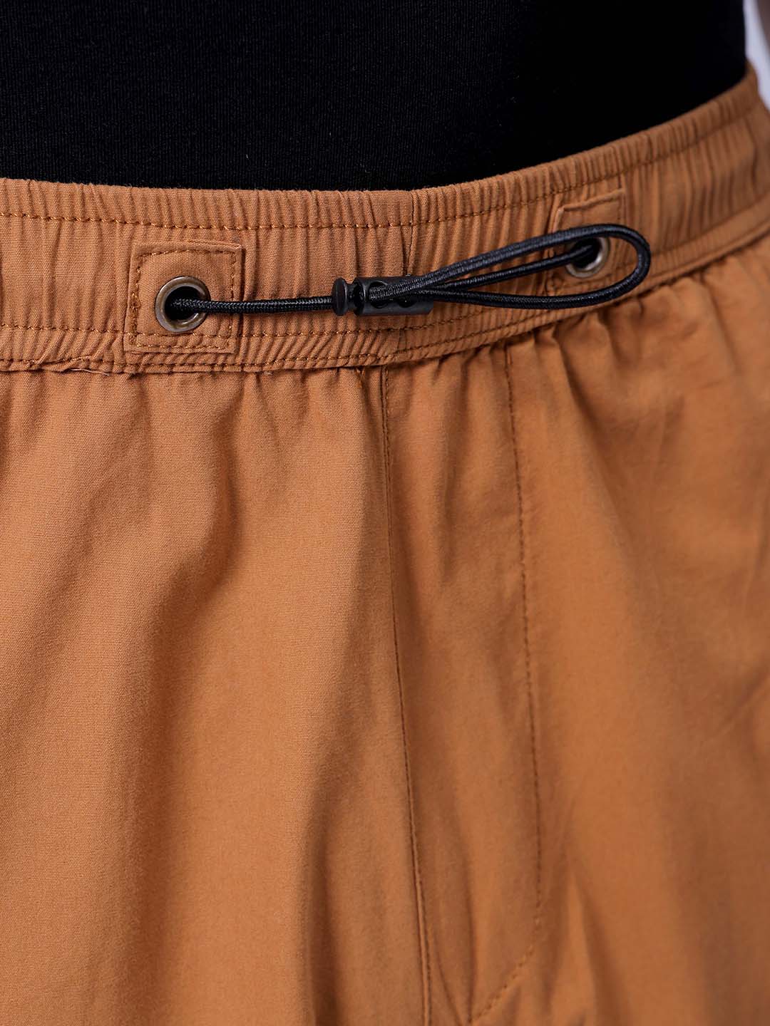 Men's Dark Mustard Relaxed Fit Solid Utility Cargo - Image 6