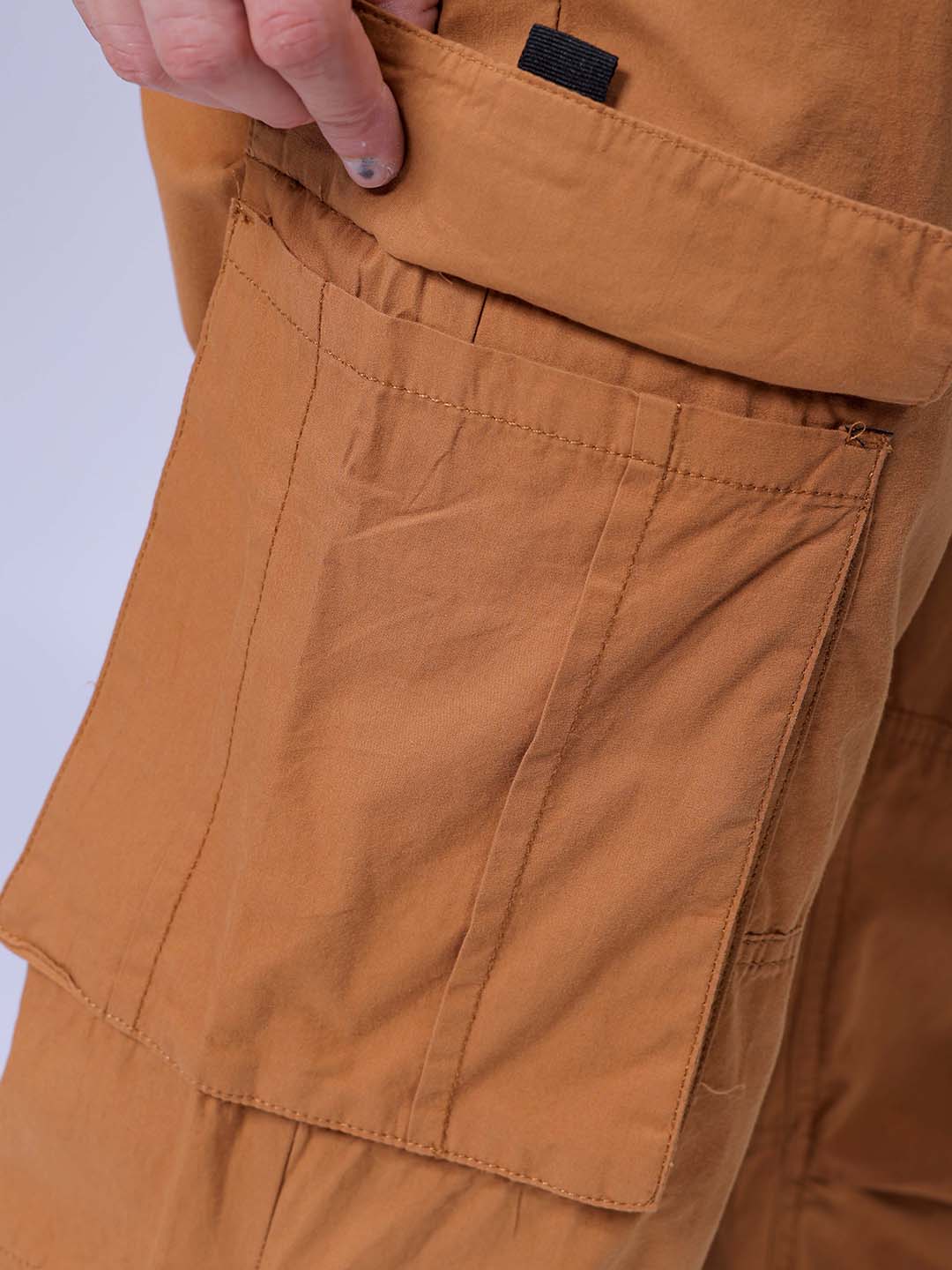 Men's Dark Mustard Relaxed Fit Solid Utility Cargo - Image 8