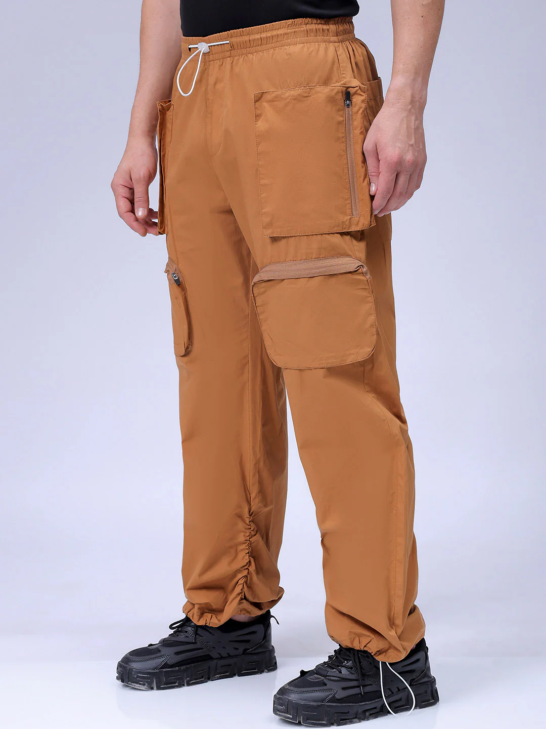 Men's Dark Mustard Relaxed Fit Solid Utility Jogger - Image 2