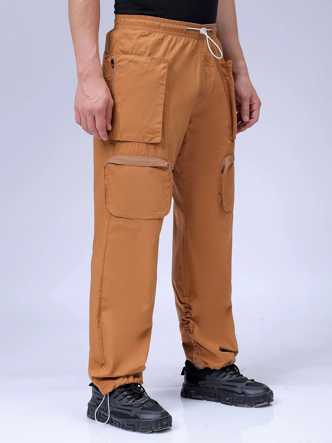 Men's Dark Mustard Relaxed Fit Solid Utility Jogger - Image 4