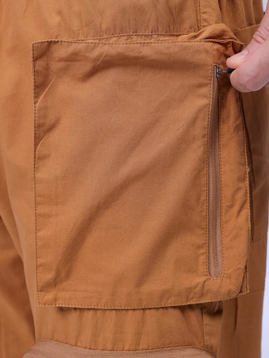 Men's Dark Mustard Relaxed Fit Solid Utility Jogger - Image 7