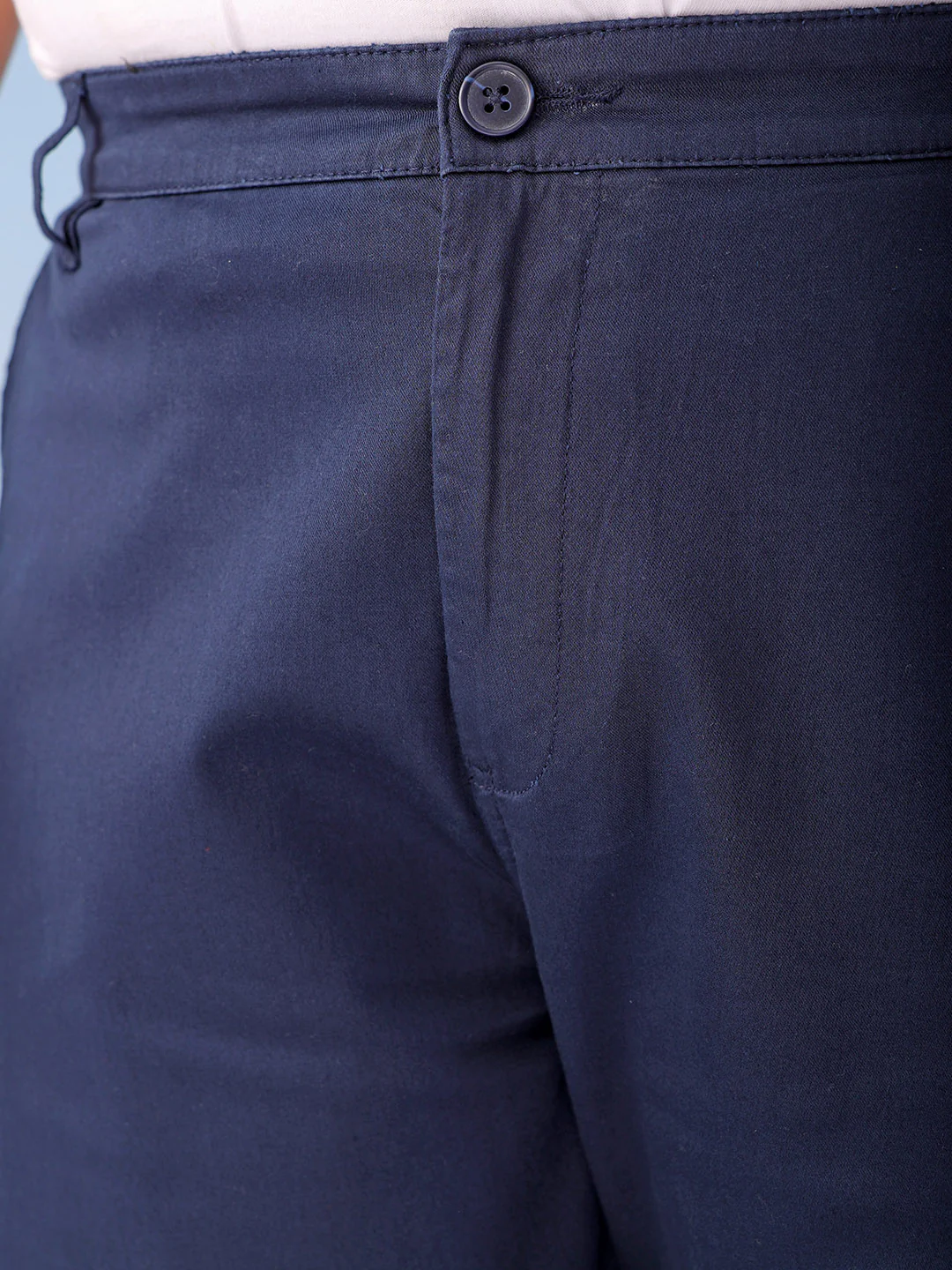 Men's Navy Blue Plus Fit Solid Plus Size Chinos - Image 6