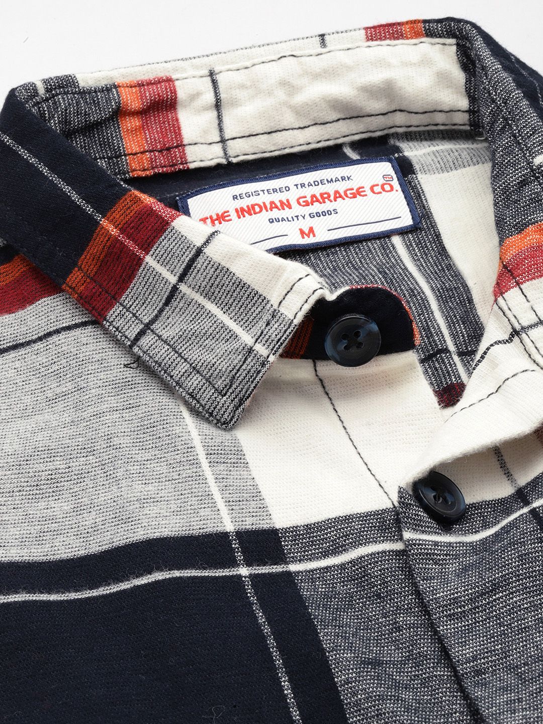 Men's Navy Blue Regular Fit Checked Casual Shirt - Image 5