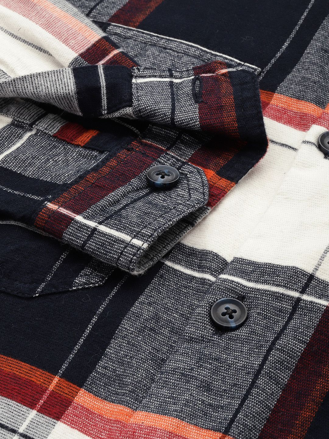 Men's Navy Blue Regular Fit Checked Casual Shirt - Image 6