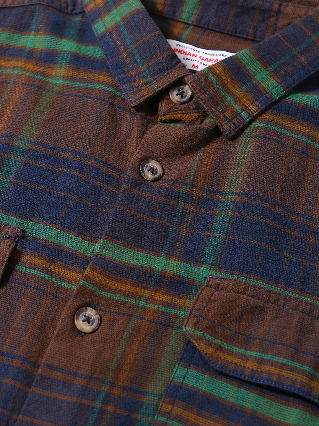 Men's Navy Blue Regular Fit Checked Casual Shirt - Image 3