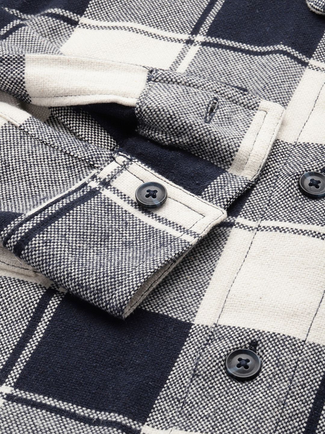 Men's Navy Regular Fit Checkered Casual Shirt - Image 6