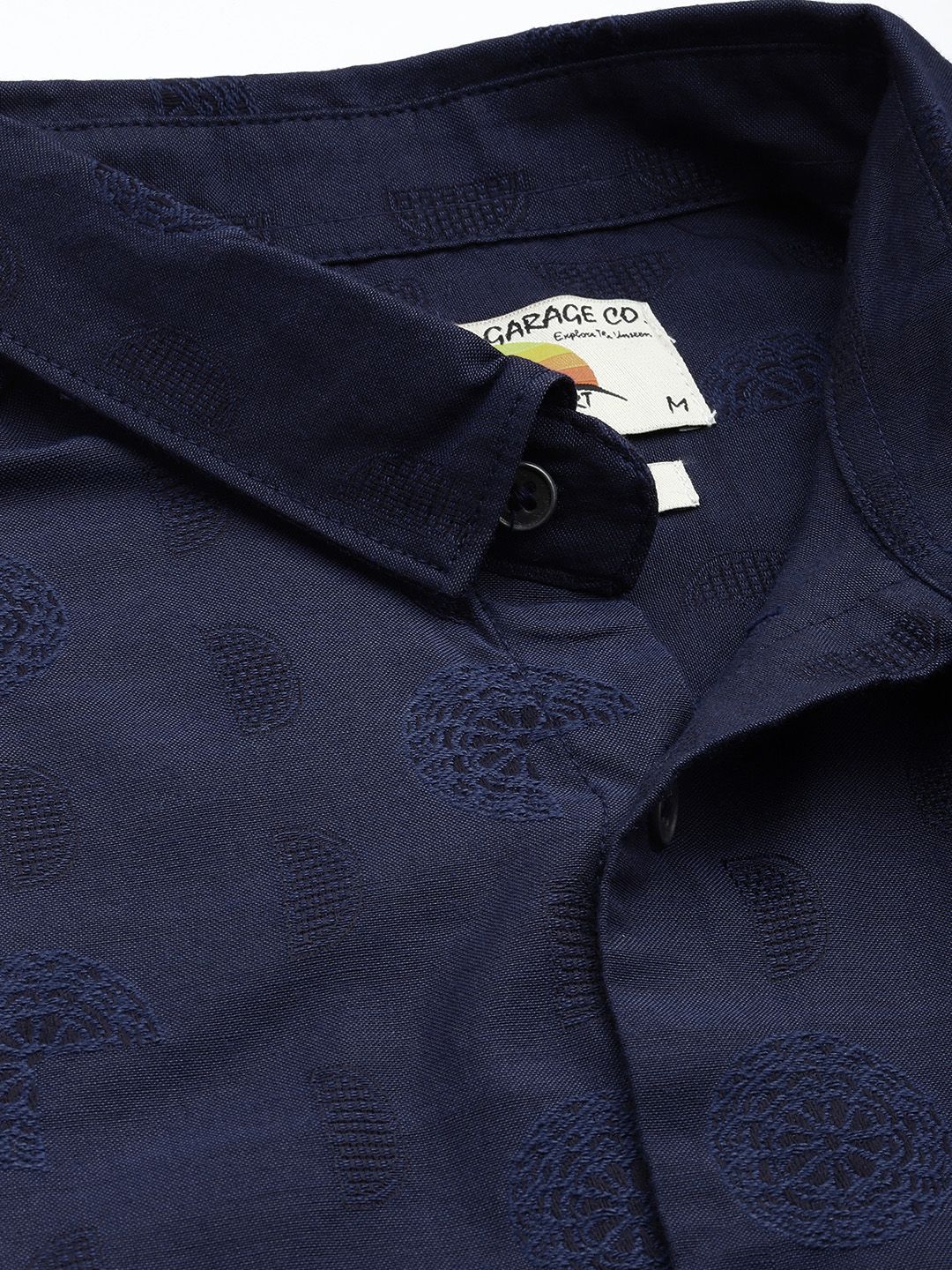 Men's Navy Blue Regular Fit Textured Shirt - Image 3