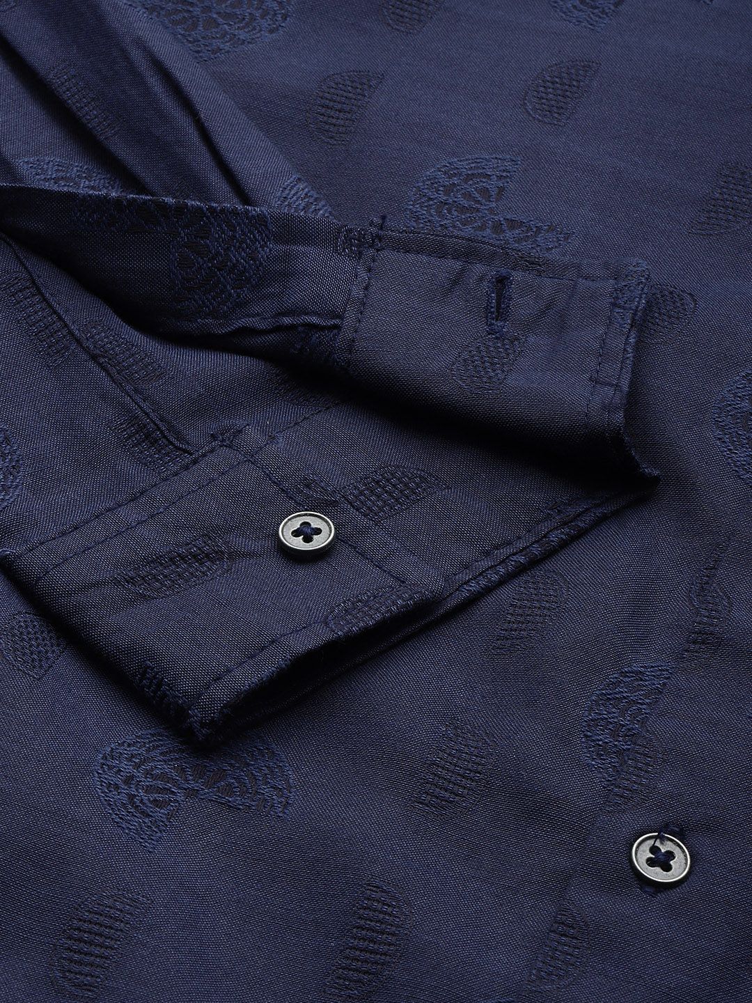 Men's Navy Blue Regular Fit Textured Shirt - Image 6