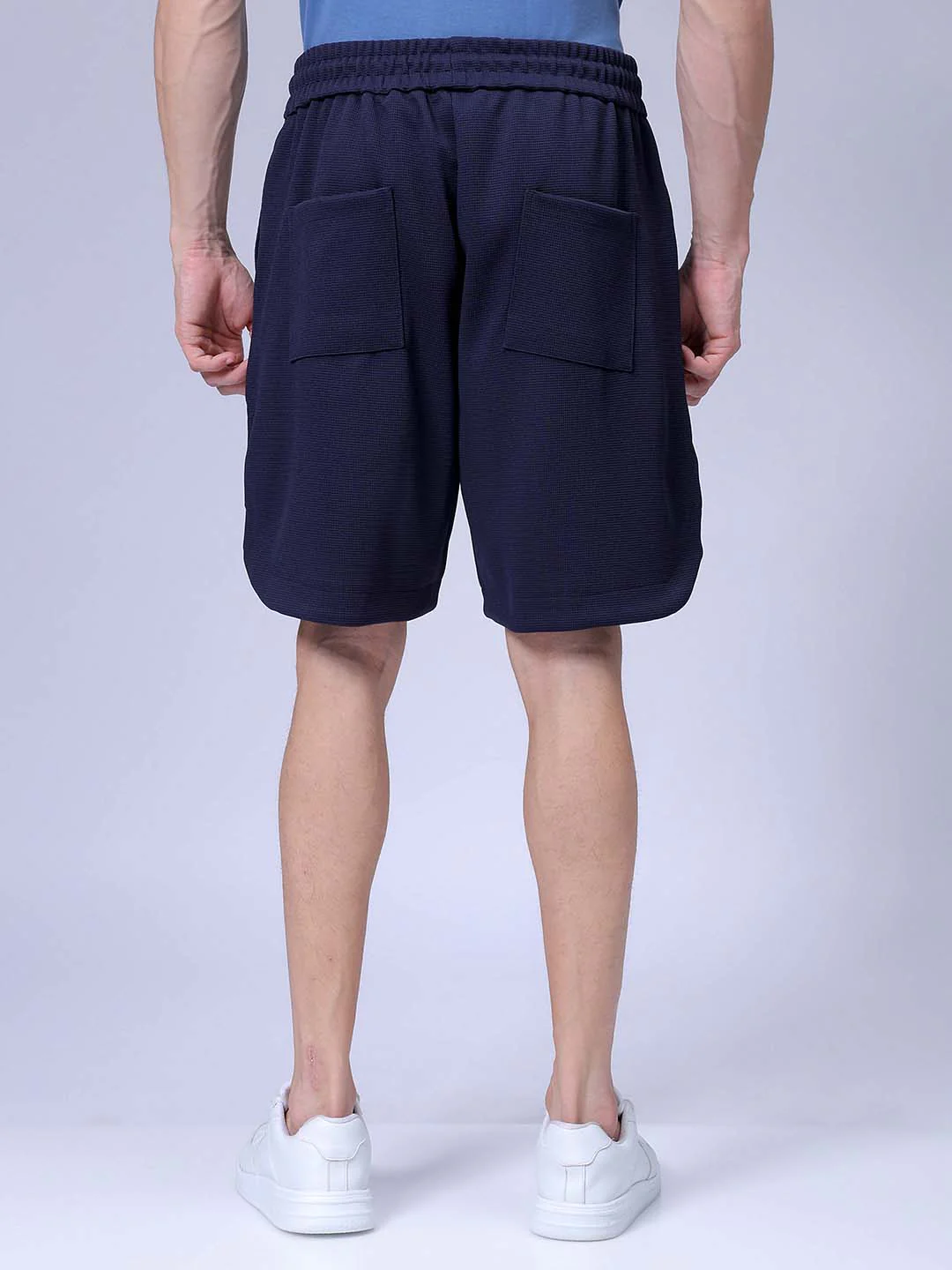 Men's Navy Relaxed Fit Solid Casual Shorts - Image 5