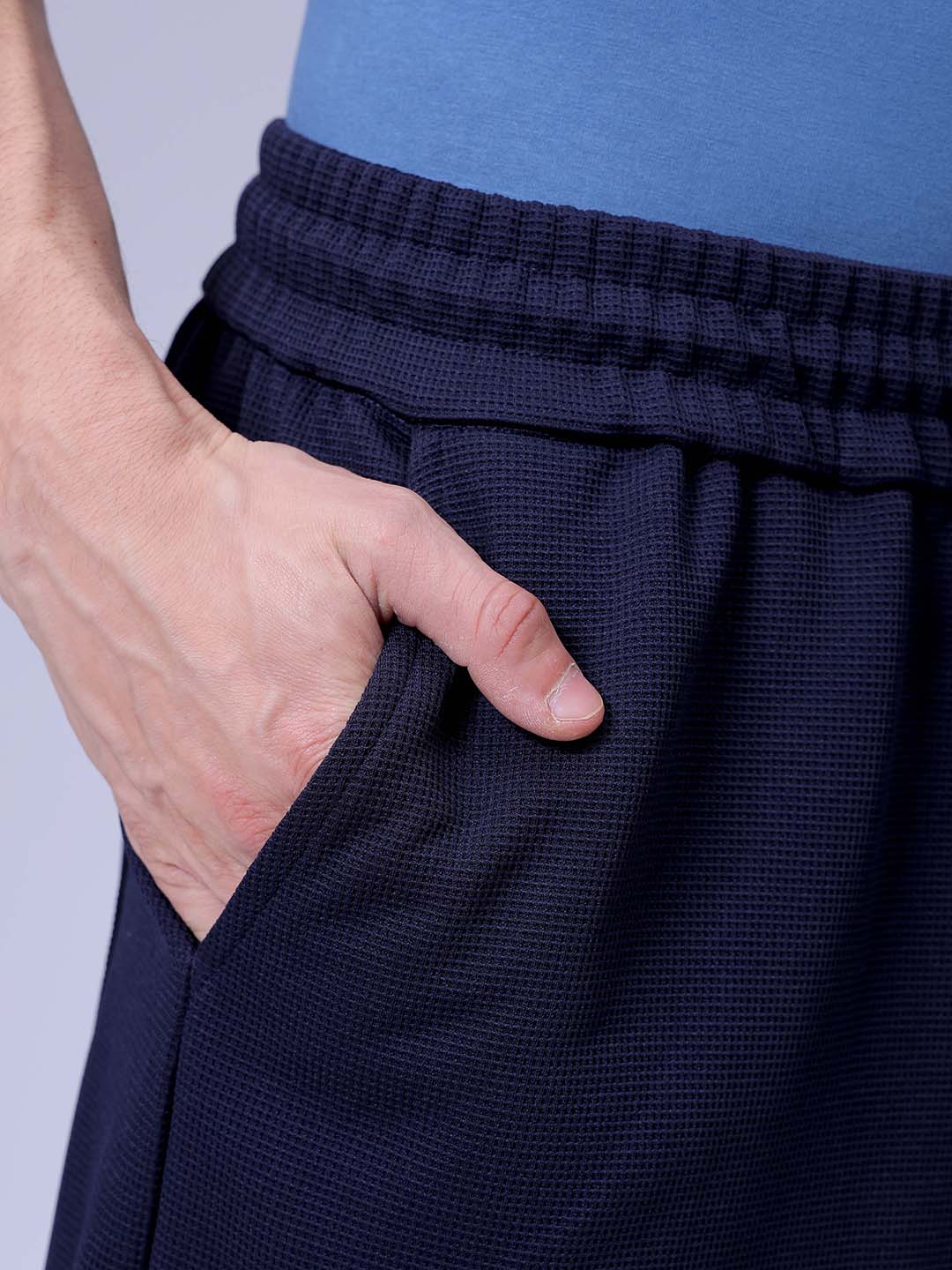 Men's Navy Relaxed Fit Solid Casual Shorts - Image 7