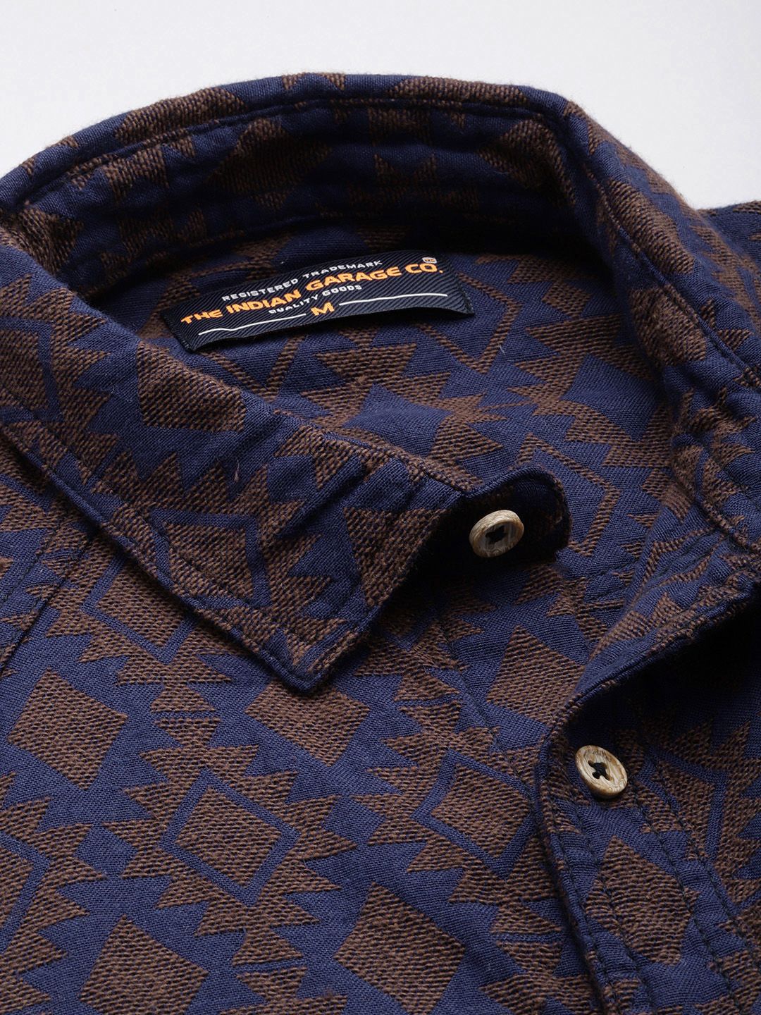 Men's Navy Relaxed Fit Textured Casual Shirt - Image 5