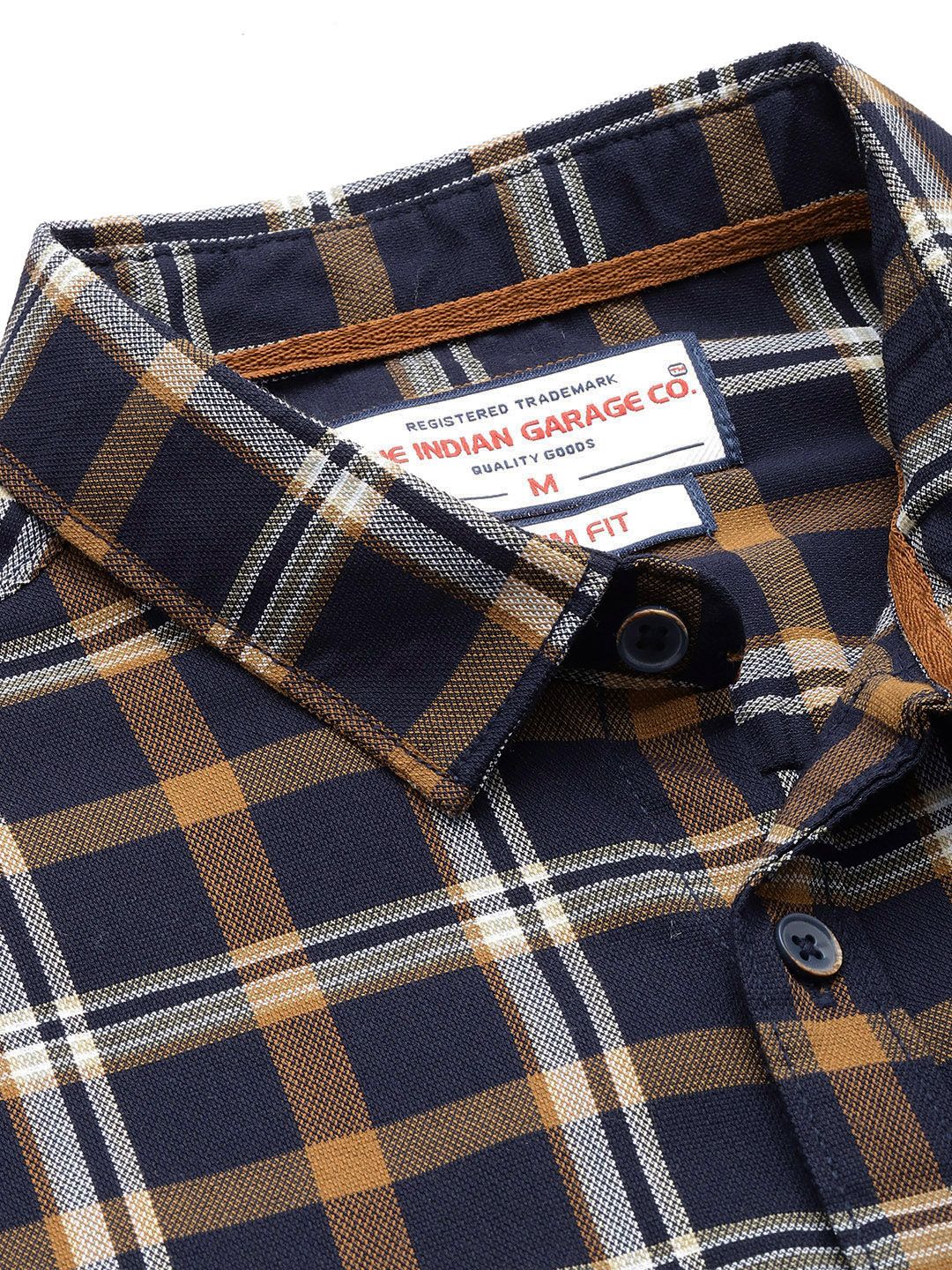 Men's Blue Blue Slim Fit Checked Casual Shirt - Image 5