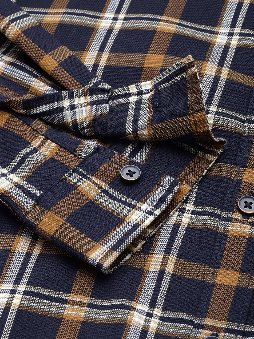 Men's Blue Blue Slim Fit Checked Casual Shirt - Image 6