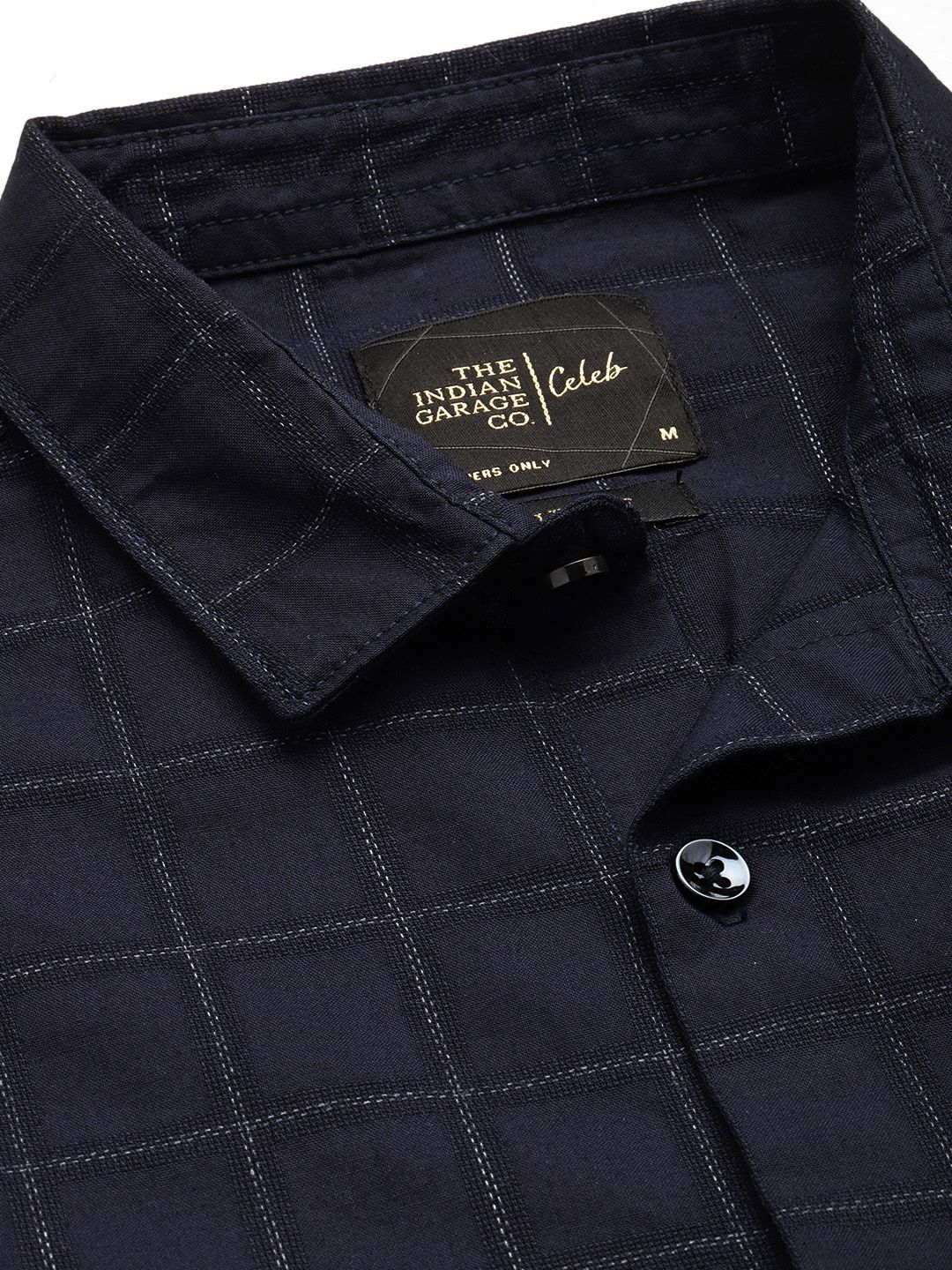 Men's Navy Blue Slim Fit Checked Casual Shirt - Image 5