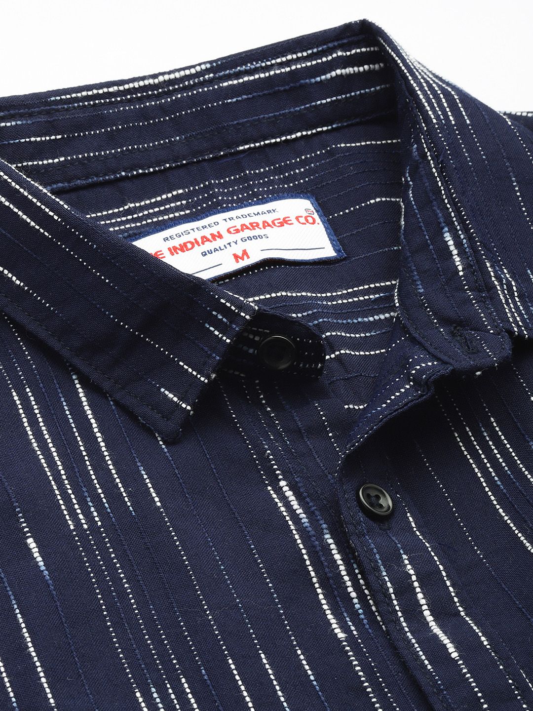 Men's Navy Slim Fit Striped Casual Shirt - Image 5