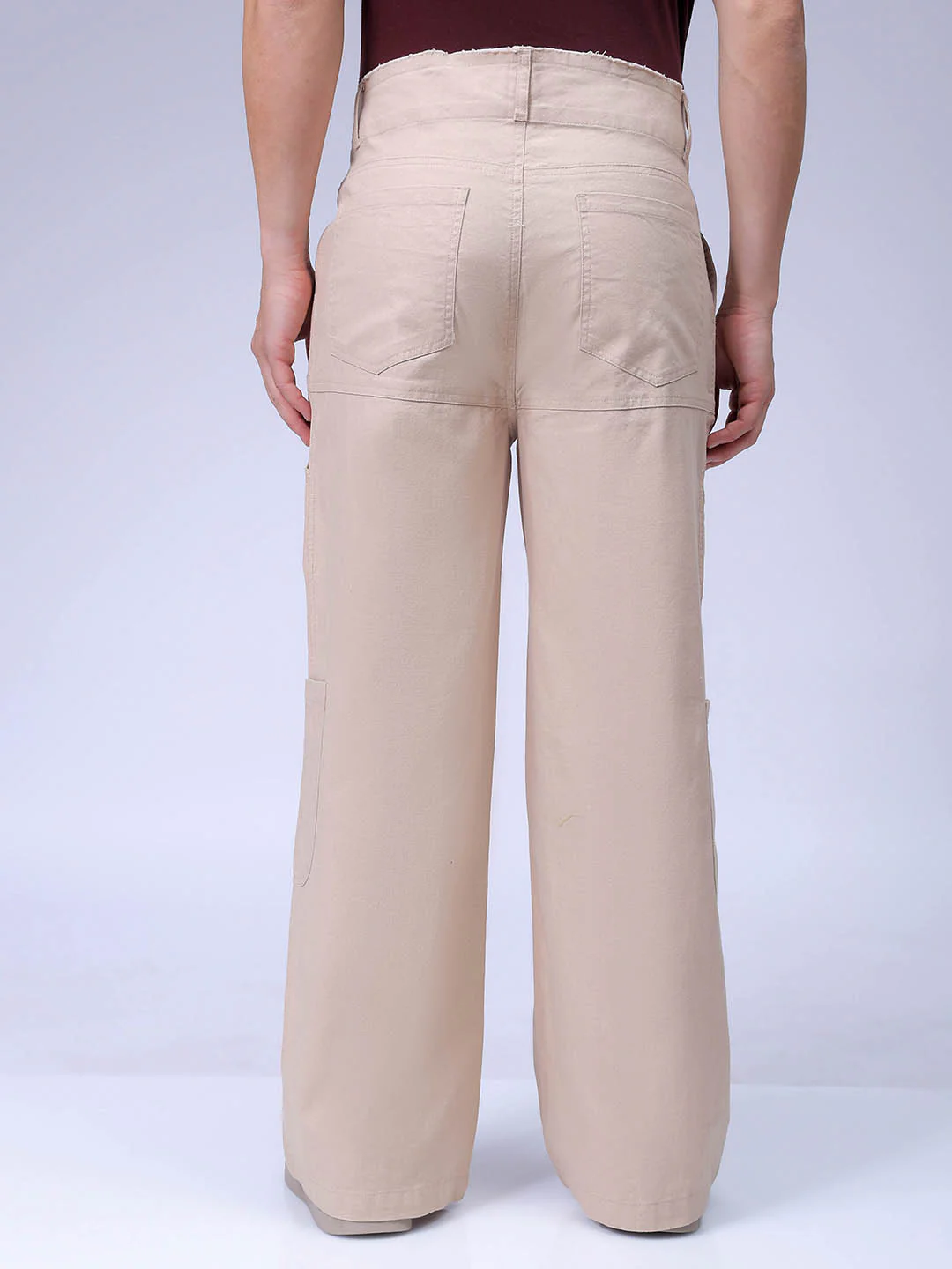 Men's Irish Cream Loose Fit Solid Casual Trouser - Image 5
