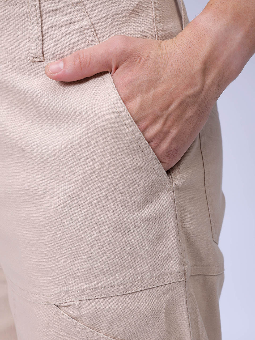 Men's Irish Cream Loose Fit Solid Casual Trouser - Image 7