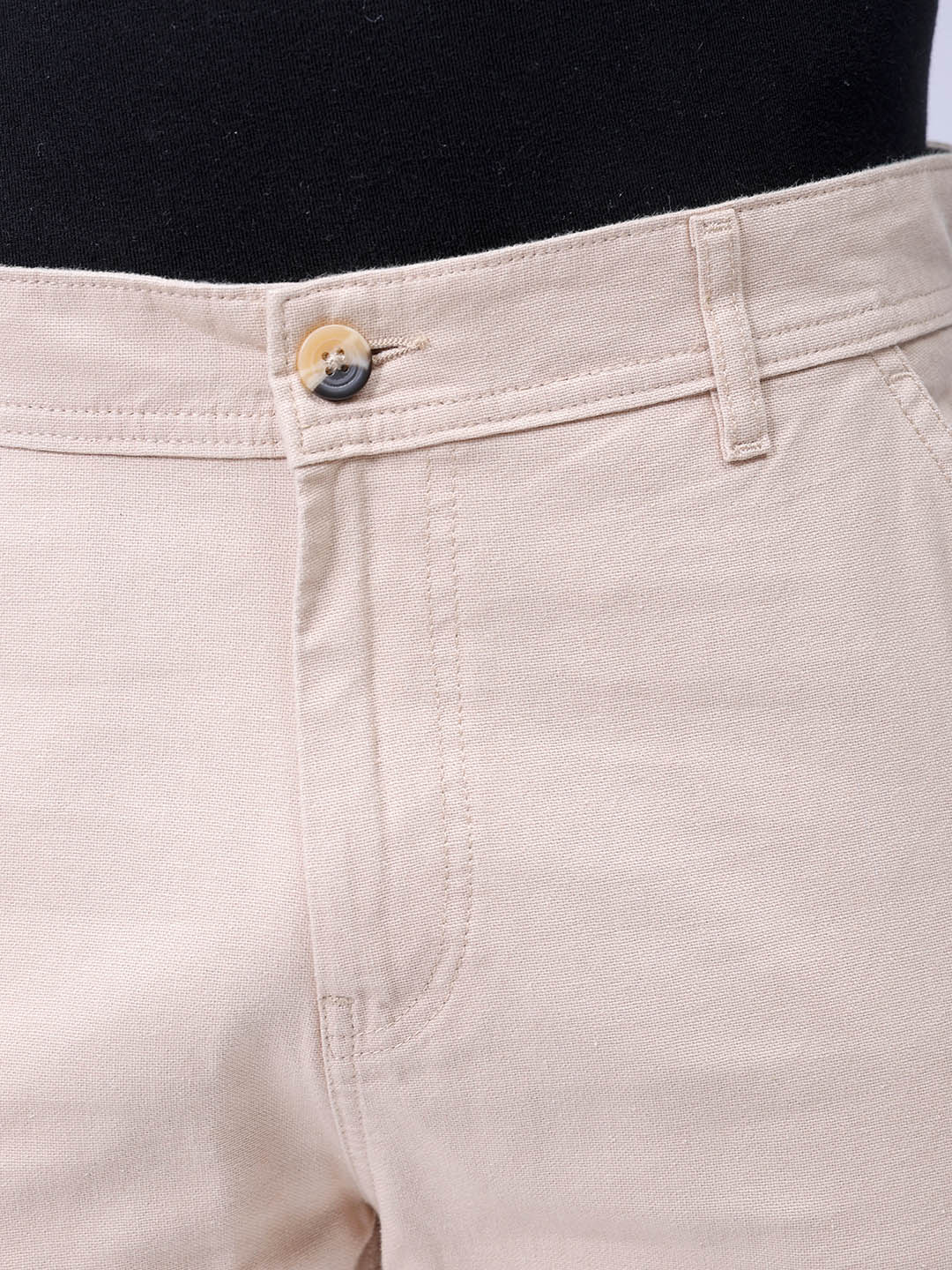 Men's Irish Cream Relaxed Fit Solid Casual Trouser - Image 6