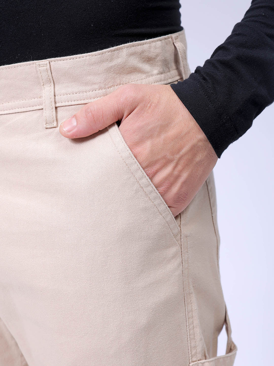 Men's Irish Cream Relaxed Fit Solid Casual Trouser - Image 7