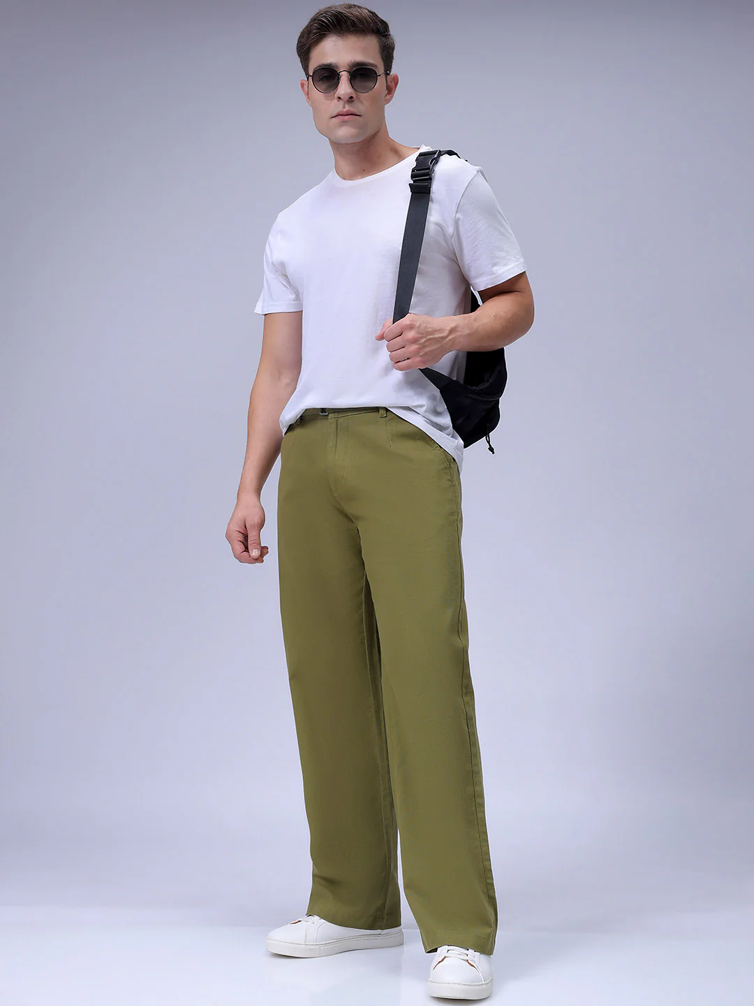 Men's Sea Kelp Baggy Fit Solid Casual Trouser - Image 2