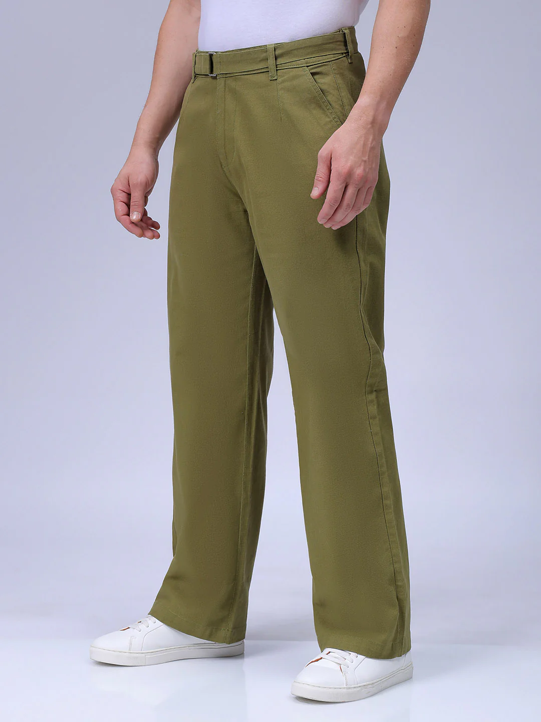 Men's Sea Kelp Baggy Fit Solid Casual Trouser - Image 3