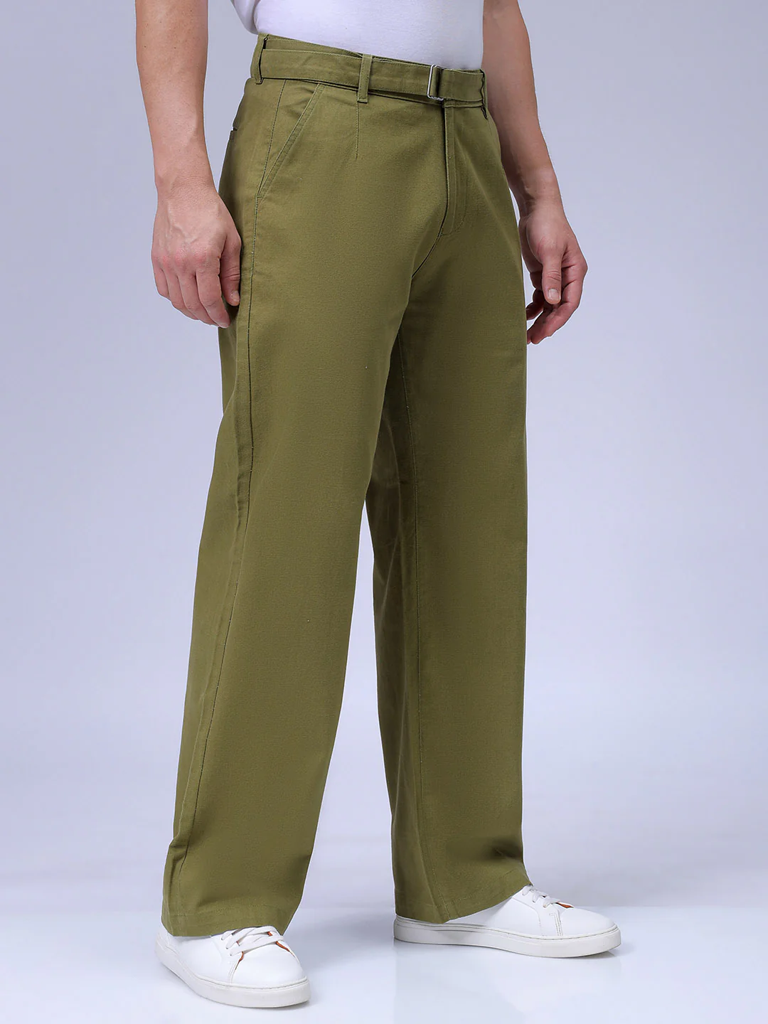 Men's Sea Kelp Baggy Fit Solid Casual Trouser - Image 4