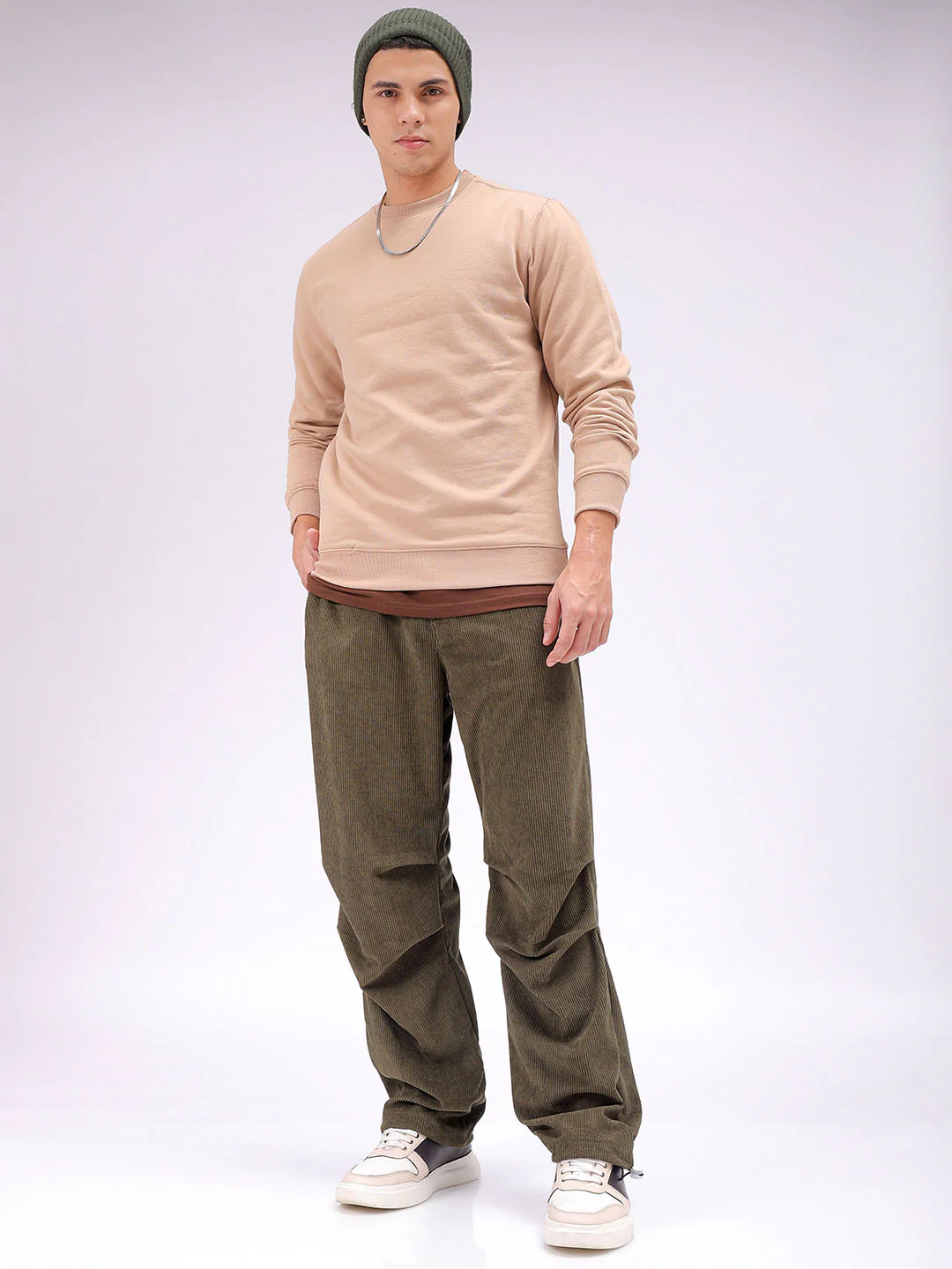 Men's Dark Olive Baggy Fit Textured Athletic  Jogger - Image 2
