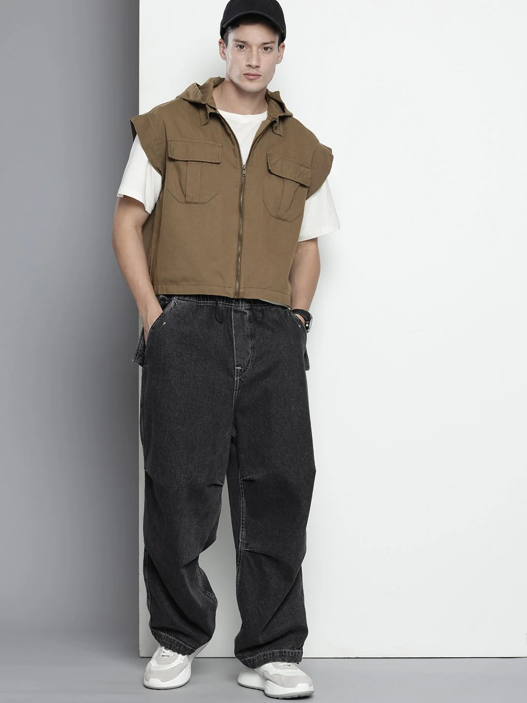 Men's Olive Oversized Fit Solid Korean Street Shirt - Image 3