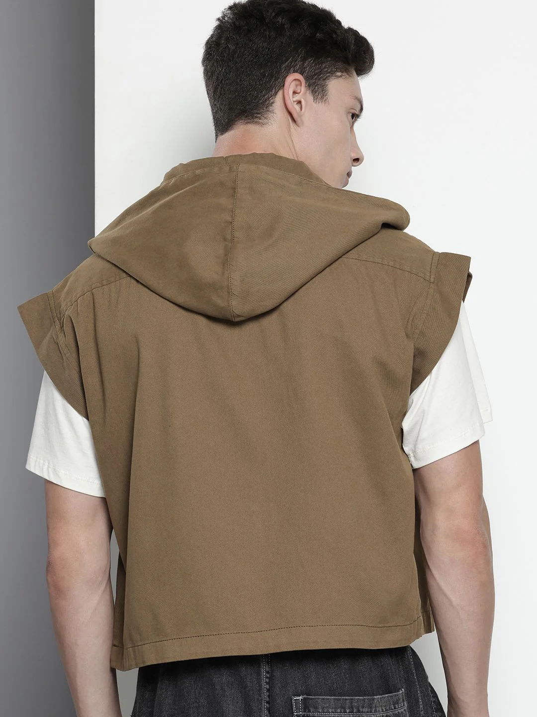 Men's Olive Oversized Fit Solid Korean Street Shirt - Image 4