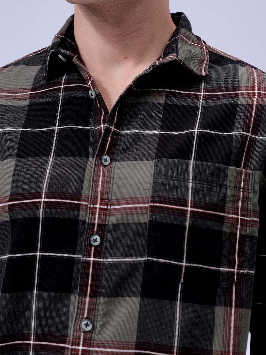 Men's Olive Regular Fit Solid Casual Shirt - Image 6