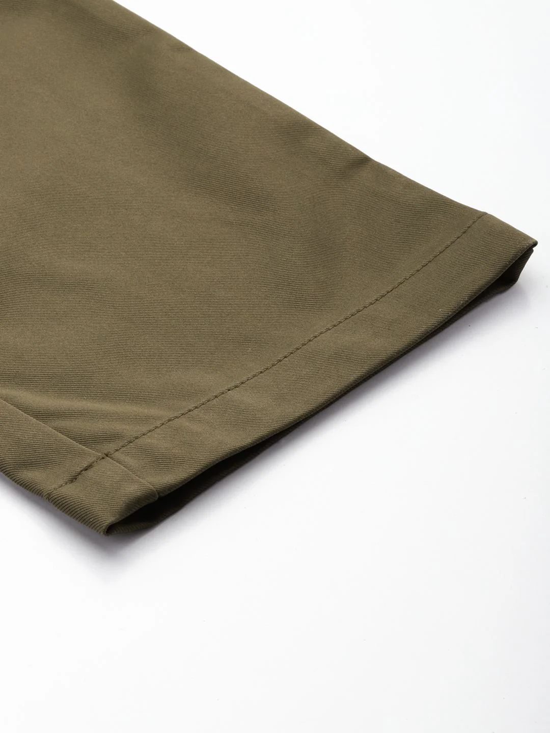 Men's Olive Regular Fit Solid Casual Trouser - Image 6